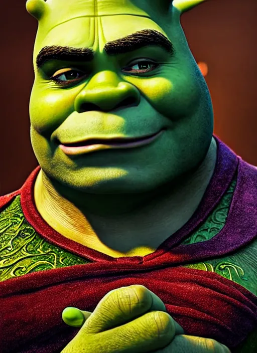 Prompt: photo of a gorgeous shrek the style of stefan kostic, realistic, sharp focus, 8 k high definition, insanely detailed, intricate, elegant, art by stanley lau and artgerm