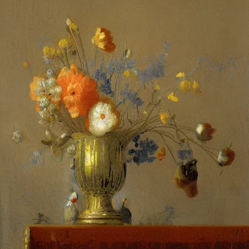 Prompt: A floral decorative wall by Vermeer
