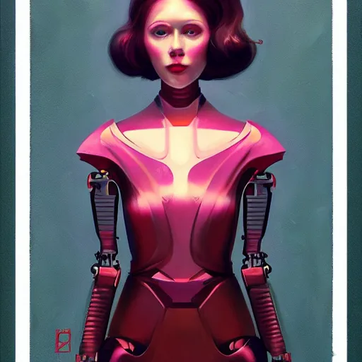 Image similar to a beautiful female robot, elegant pose, by Anato Finnstark, Tom Bagshaw, Brom