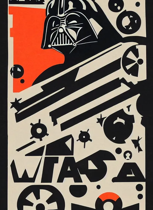 Prompt: a mid - century modern collage, screen printed, textured, paper texture, of star wars by saul bass