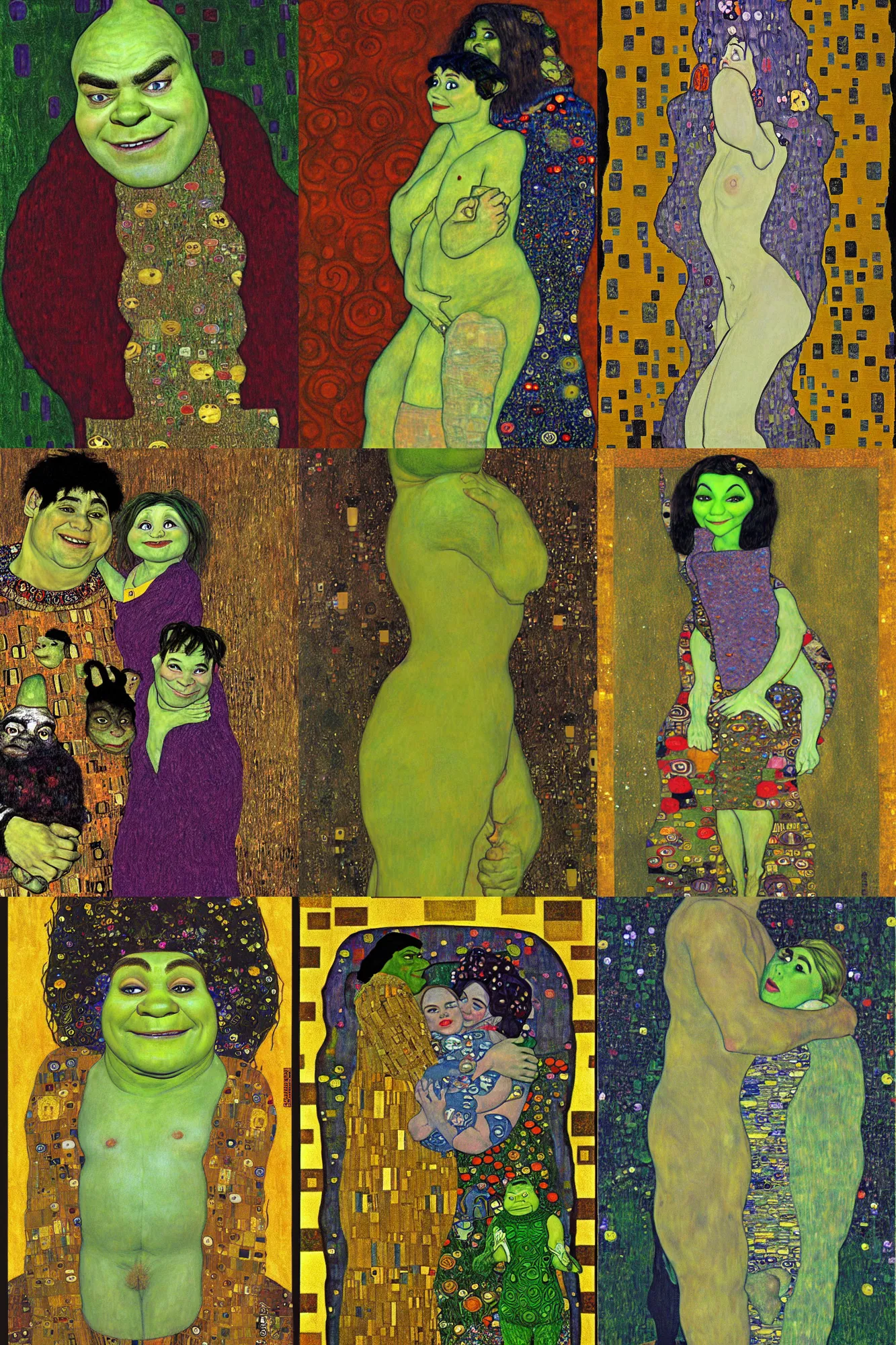 Prompt: shrek by gustav klimt