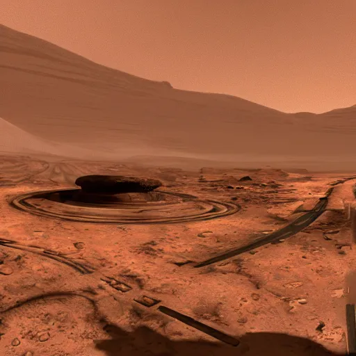 Image similar to a streetscape on mars in 2 1 2 2, realism