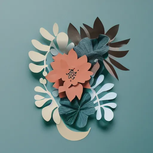 Image similar to A paper cutout garden, cinematic diffused lighting ,soft color scheme