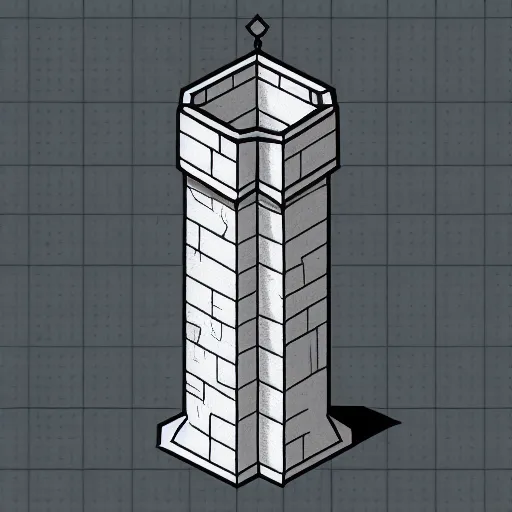 Image similar to isometric view of a wizard tower, lineart, sharp edges