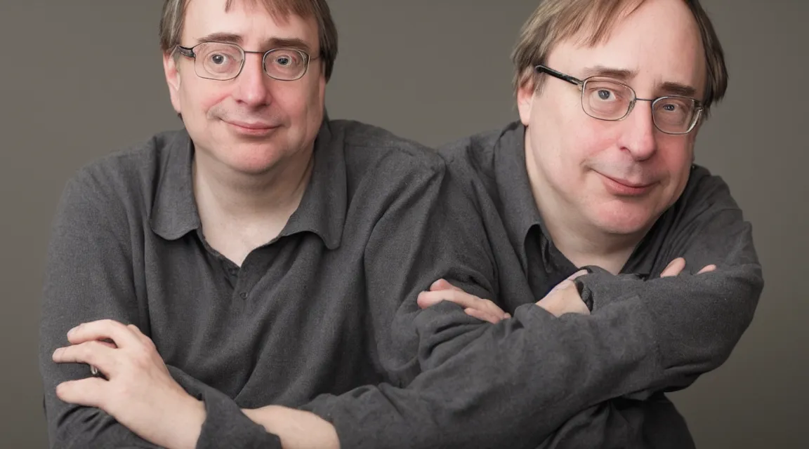 Prompt: portrait of Linus Torvalds taked by Annie Leibovitz