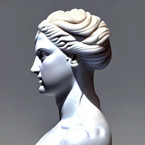 Prompt: 3 d sci - fi cgartist ambient occlusion rendering of a hyper realistic marble greek statuary godess head product photo bright white backdrop high key anaglyph colored lighting by chris moore, by edward hopper, by col price, trending on artstation