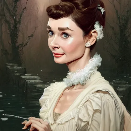 Image similar to audrey hepburn in an epic victorian novel, various backgrounds, intricate, elegant, highly detailed, digital painting, artstation, matte, illustration, art by artgerm, greg rutkowski, loish, rhads, ferdinand knab, makoto shinkai, lois van baarle, ilya kuvshinov, rossdraws, tom bagshaw