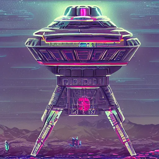 Image similar to ancient structures in the moon, retrowave epic art, trending on art station