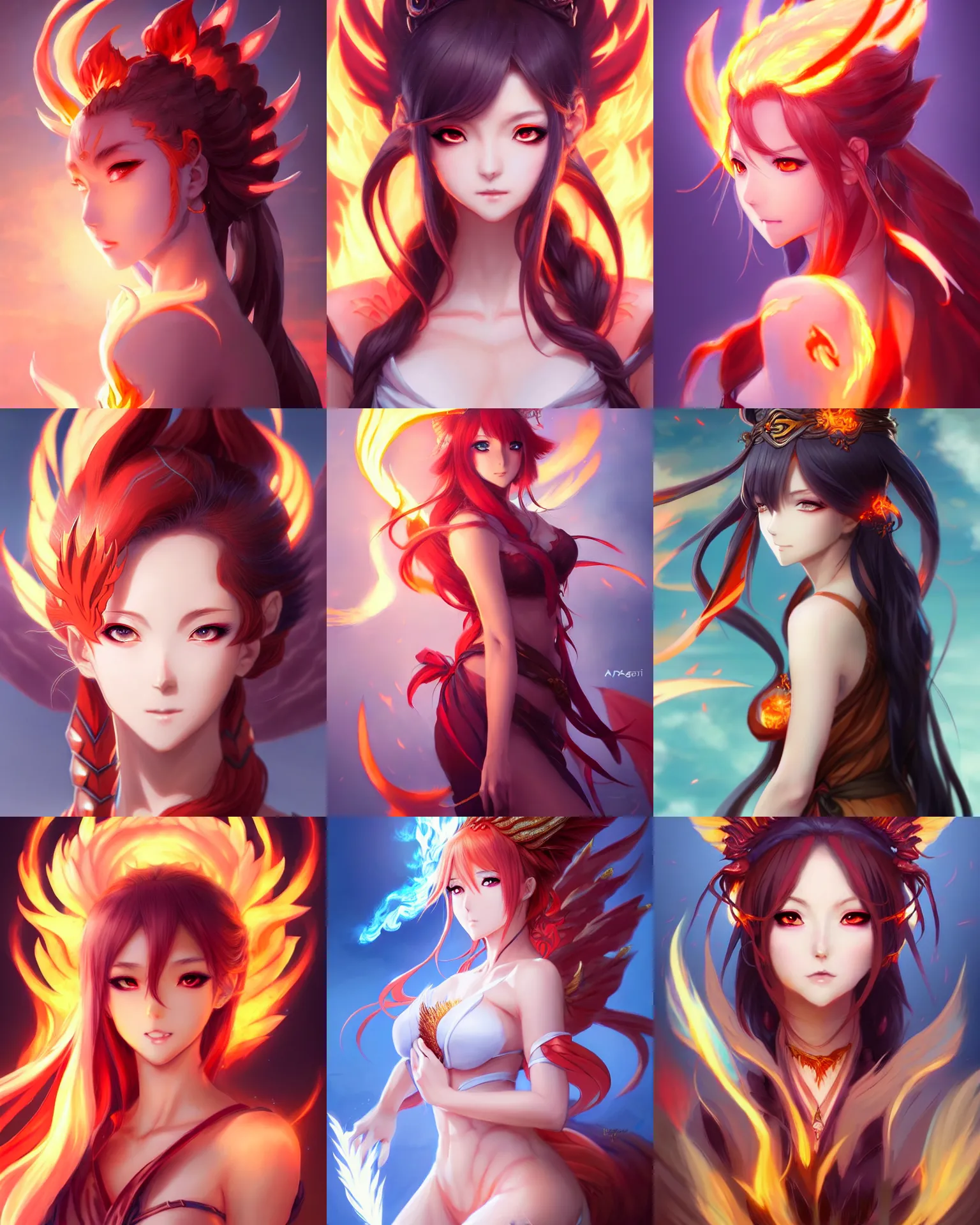 Prompt: character concept art of an anime goddess of fire dragons | | dramatic backlight, cute - fine - face, pretty face, realistic shaded perfect face, fine details by artgerm, wlop, rossdraws, james jean, andrei riabovitchev, bangkuart, and sakimichan, seoul, south korea, trending on artstation