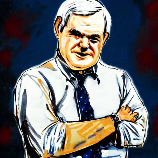 Prompt: newt gingrich painted by ralph steadman,