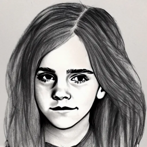 Image similar to child's drawing of emma watson.