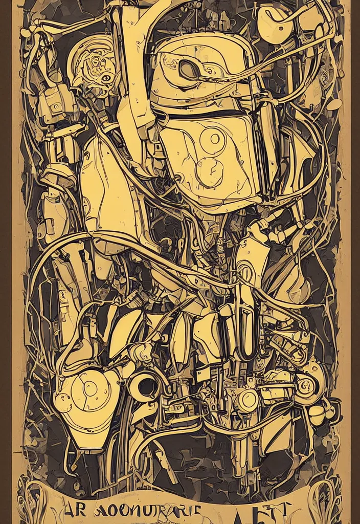 Image similar to Art nouveau robot portrait poster