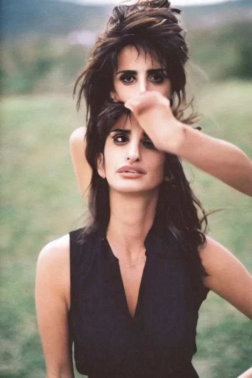 Image similar to photo of penelope cruz, portrait, mid shot, 3 5 mm, kodak gold 2 0 0