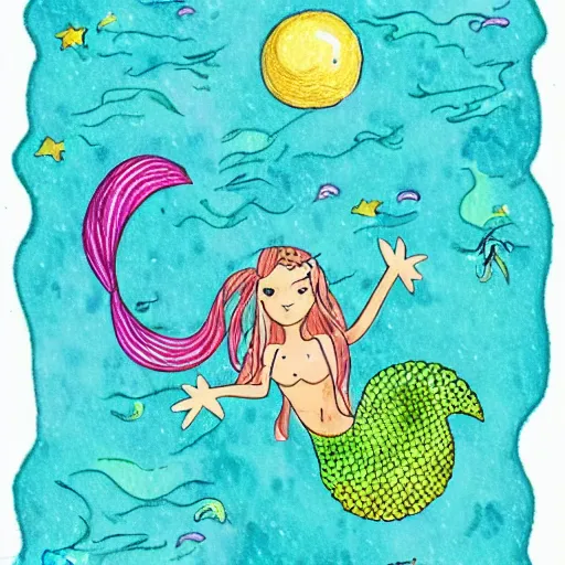 mermaid underwater drawing