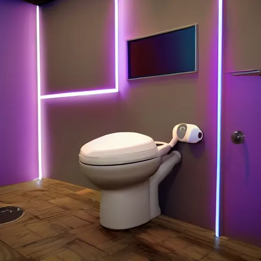 Prompt: a gaming toilet with rgb and rtx inside, raytracing, ue 5, photorealistic