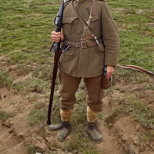 Prompt: cute fluffy caracal in trenches of ww 1, wearing ww 1 hermet, with rifle, old photo, hyperrealistic detailed 8 k