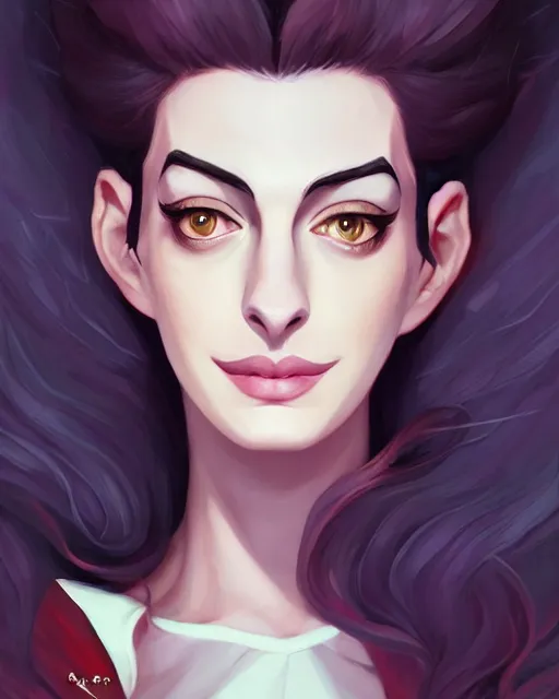 Image similar to a portrait of a beautiful Anne Hathaway witch, art by lois van baarle and loish and ross tran and rossdraws and sam yang and samdoesarts and artgerm, digital art, highly detailed, intricate, sharp focus, Trending on Artstation HQ, deviantart, unreal engine 5, 4K UHD image