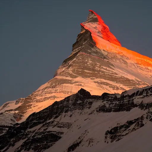 Image similar to indian flag projected illuminated on the matterhorn mountain at night