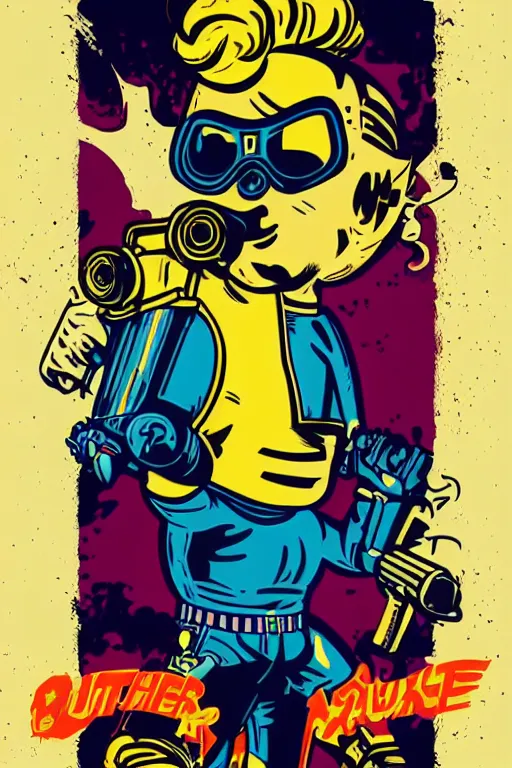 Image similar to fallout 7 6 retro futurist illustration art by butcher billy, sticker, colorful, illustration, highly detailed, simple, smooth and clean vector curves, no jagged lines, vector art, smooth andy warhol style