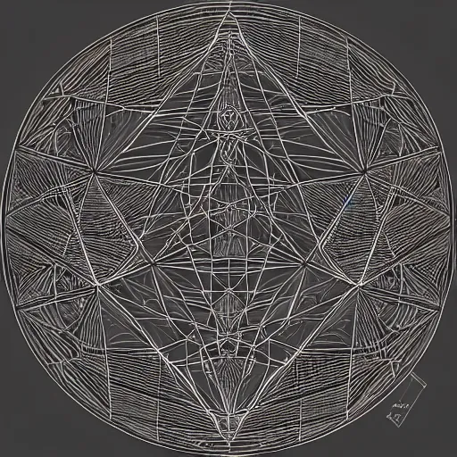 Prompt: iterated centroid triangles, barycentric subdivision, sierpinski gasket, pencil line art inspired by karol bak and dan mumford, 8 k, uhd, vray, octanerender