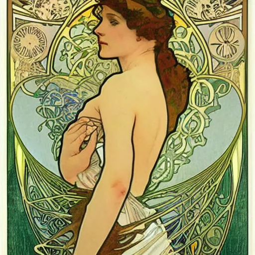 Image similar to Sticker of a ecosystem in a bottle , elegant art nouveau style, Alphonse Mucha, james gurney