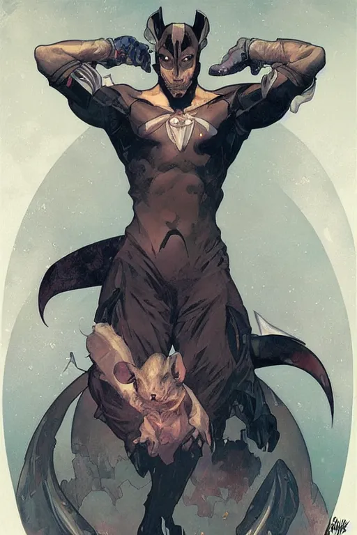 Prompt: ratman. art by artgerm and greg rutkowski and alphonse mucha.