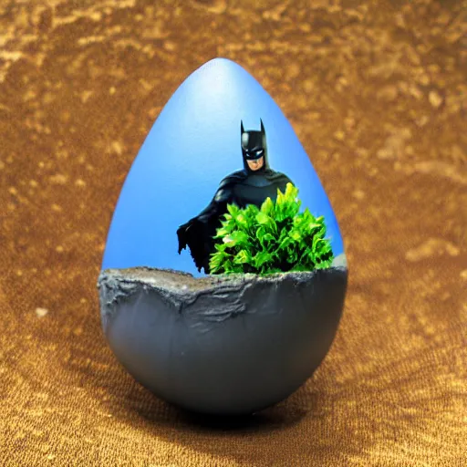 Image similar to batman alien egg, ultra realistic, intricate details, highly detailed, photorealistic, 8 k, vegetation, water, cave