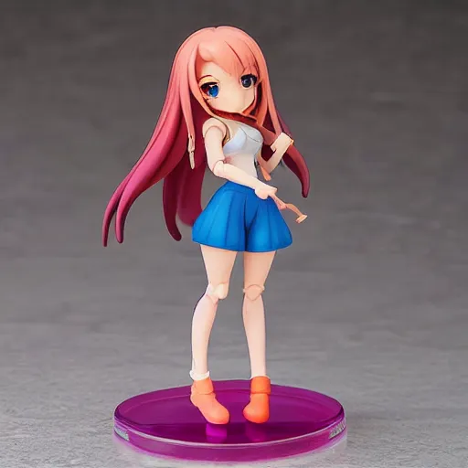 Prompt: Famous Streamer Amouranth Alinity KaceyTron LilyPichu as a Figma anime figurine. Posable PVC action figurine. Detailed artbreeder face. Full body 12-inch Figma anime statue.