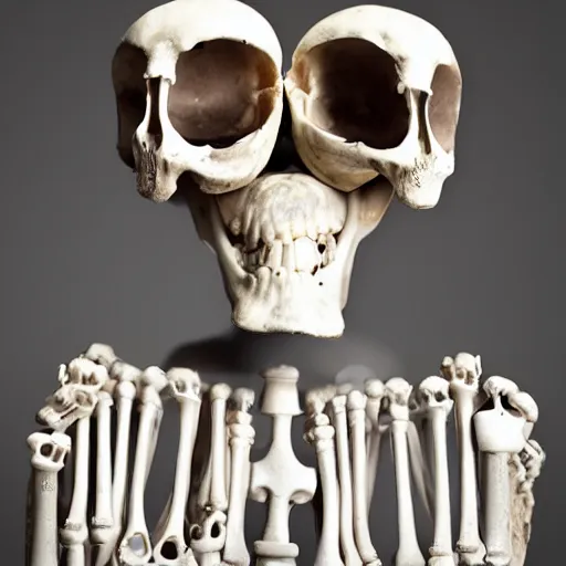 Prompt: man with bird head made of bones