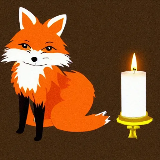 Prompt: a fox with a candle by studio ghibli