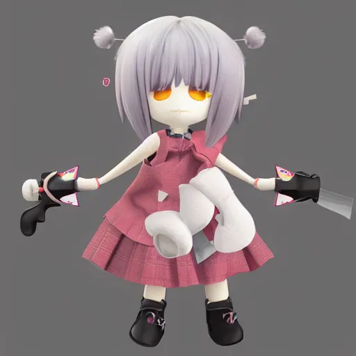 Prompt: cute fumo plush of a girl who likes to play with knives, bladework girl, vray