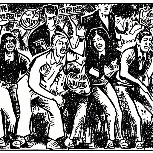 Image similar to robert crumb comic about pembroke pines flanagan high school students partying accurate eyes high detail