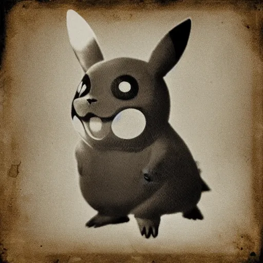 Prompt: Pikachu, collodion photograph, colorized