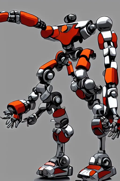 Prompt: a humanoid scarabrobot with big mechanical welding arms, inafune design, official mmx concept