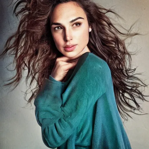 Image similar to a beautiful close - up shot of gal gadot, beautiful soft light failling on her face, studio photography by annie leibovitz