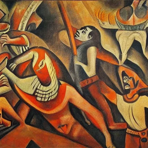 Prompt: mexican muralism painting of the fourth transformation of mexico, by siqueiros