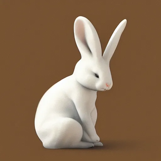 Image similar to “white bunny with black spots on face, staring at you in heaven, fog, volumetric lighting, golden hour, sharp focus, ultra detailed, trending on artstation,”