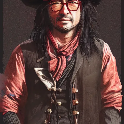 Image similar to David Shing, otherwise know as Shingy, in Red Dead Redemption 2, extreme detail, ray tracing, 8k by artgerm and greg rutkowski