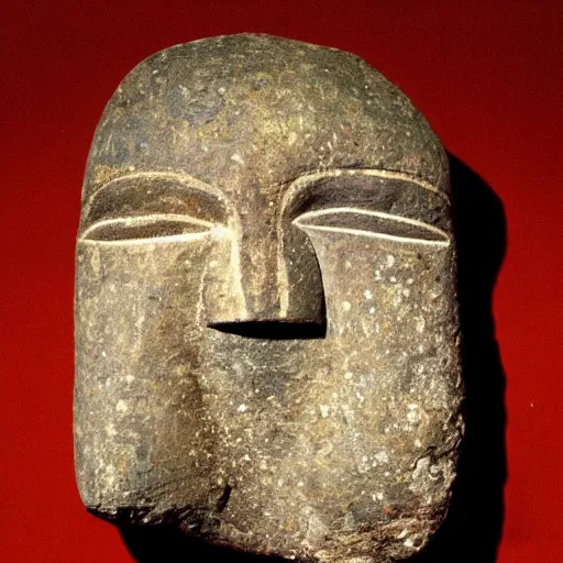Image similar to stone mask from the pre - ceramic neolithic period, dating to 7 0 0 0 bc, probably the oldest surviving mask in the world