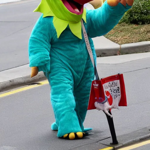 Image similar to taylor swift wearing a dinosaur costume real paparazzi picture