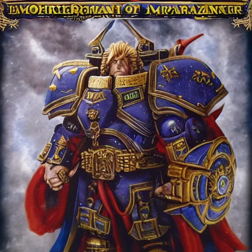 Prompt: portrait of emperor of mankind, warhammer 4 0 k