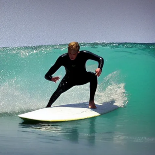 Prompt: a surfer eating a shark