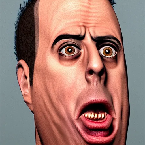 Image similar to mudvayne except it's jerry seinfeld hyperrealism