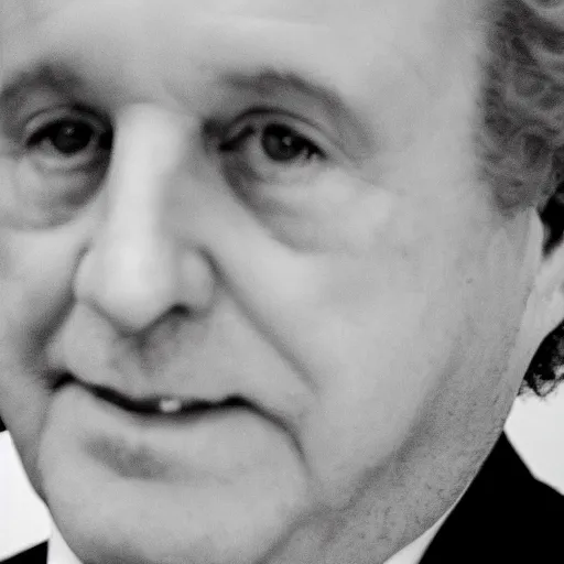 Prompt: A hyper-realistic black and white photograph taken with a 50mm 1.4 lens of Jean Charest with sheep hair