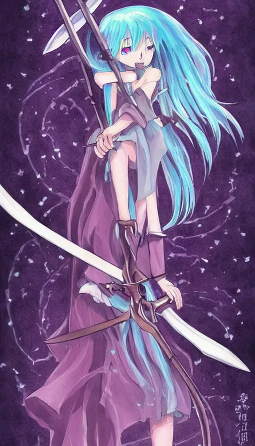 Image similar to a beautiful link drawing of the being death as a cute anime girl with a giant scythe from a studio ghibli film inspired by the death tarot card, dark vibes, pastel colors