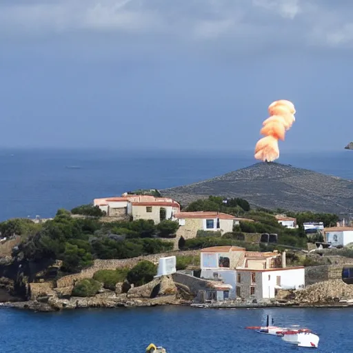 Image similar to nuke bomb in cadaques village