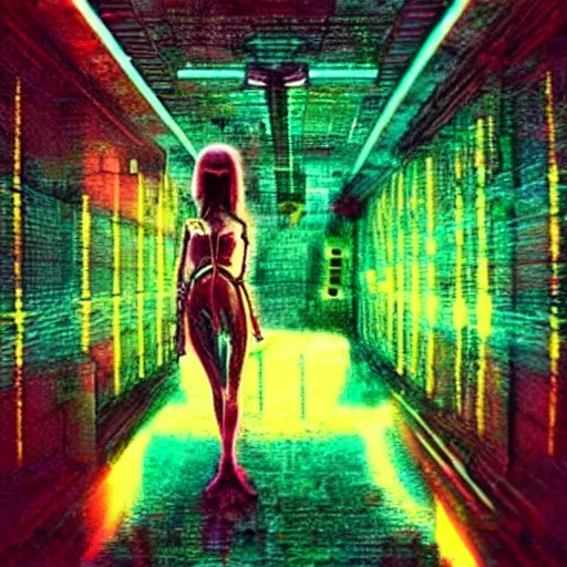 Prompt: “A picture of a woman, enter the void dmt lsd matrix techno alien cyberpunk psychedelic”