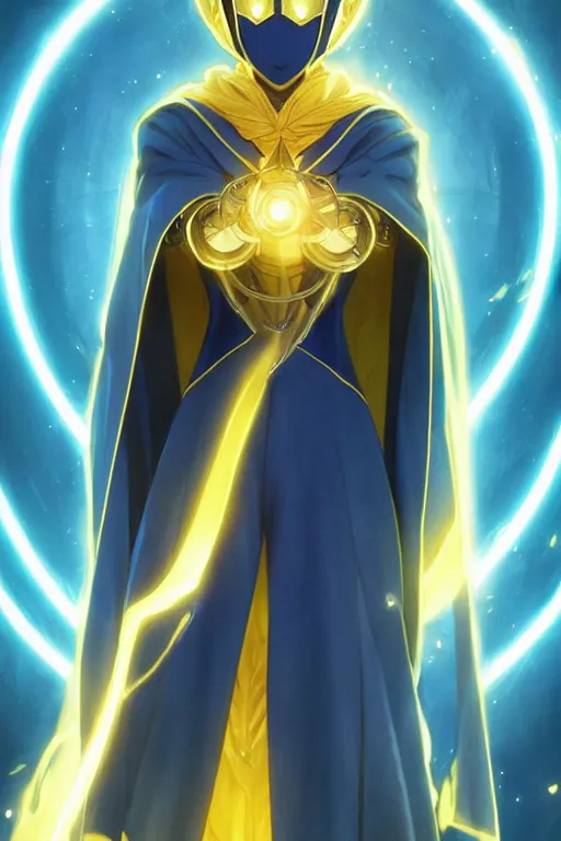 Image similar to anime key visual of a beautiful young female doctor fate!! intricate, cape, glowing, powers, dc comics, cinematic, stunning, highly detailed, digital painting, artstation, smooth, hard focus, illustration, art by artgerm and greg rutkowski and alphonse mucha