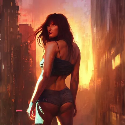 Image similar to bella thorne and megan fox, hyperrealistic full figure, bladerunner street, art of elysium by jeremy mann and frank frazetta and alphonse mucha, fantasy art, photo realistic, dynamic lighting, artstation, full figure poster, volumetric lighting, very detailed face, 4 k, award winning