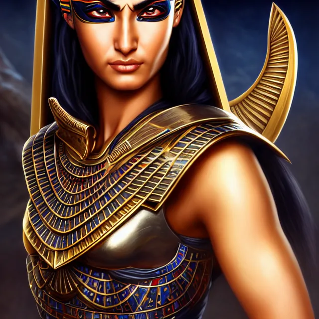 Prompt: egyptian warrior assassin, artgerm, anne stokes, highly detailed, 8 k, hdr, close up, smooth, sharp focus, high resolution, award - winning photo